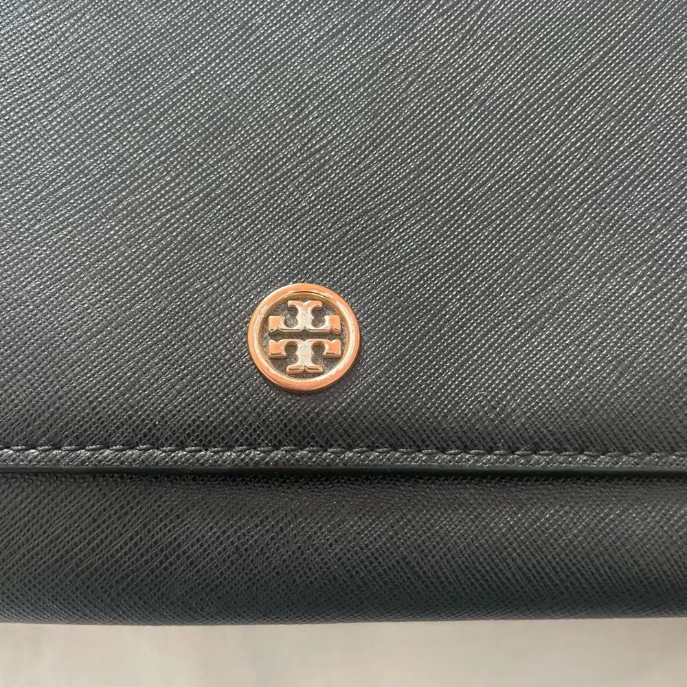 Tory Burch Black Wallet with Gold Logo